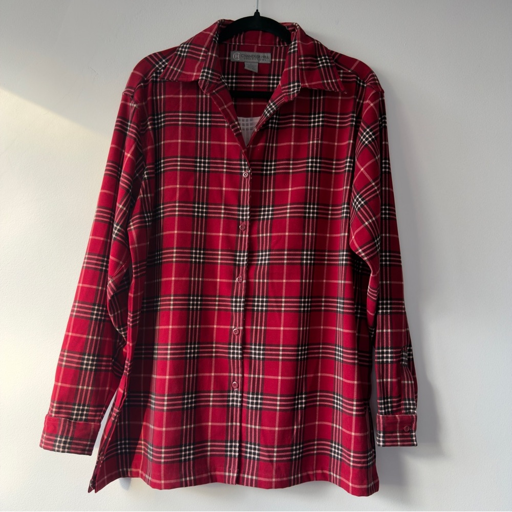 Chandler Hill Collections Red Plaid Button Down Shirt Long Sleeve Large